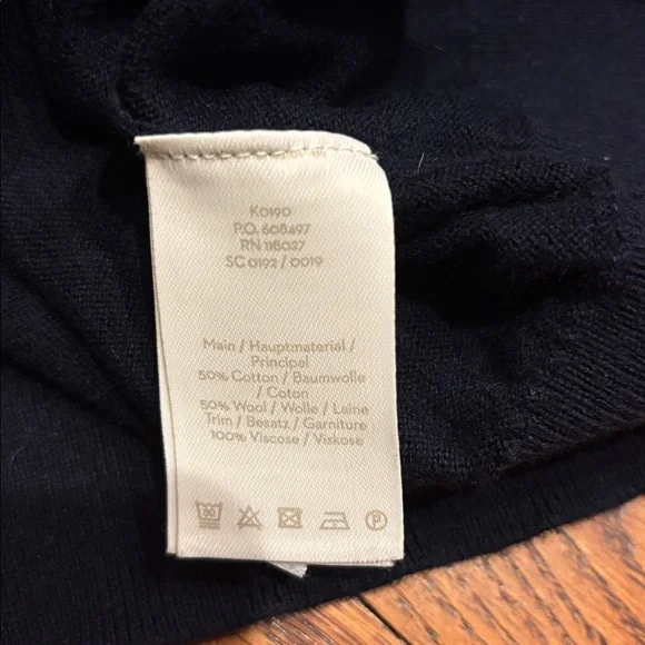 Boden Navy Cardigan Sweater with Striped Cuffs - Picture 5 of 5